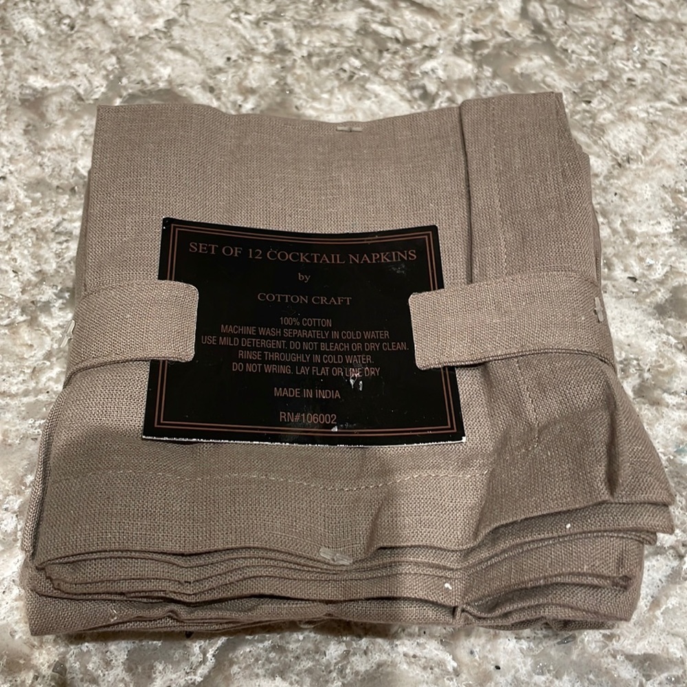 NWT Cotton Craft Set of 12 Cocktail Napkins